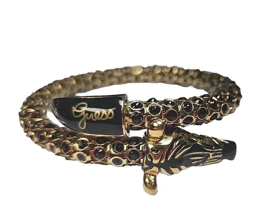 RARO Brazalete Envolvente Guess Zebra Chapado en Oro Negro Estrás y Esmalte De Colección   Foto 4 de 4