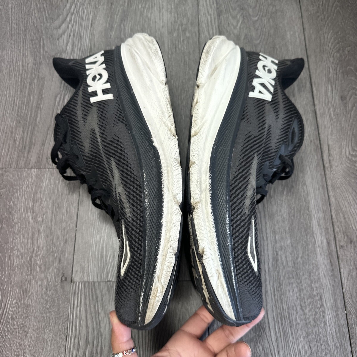 Size 13 2E - Hoka One One Clifton 9 Mens Black White Running Shoes 1132210 BWHT hoka-mens-clifton-9-black-high  main image 3