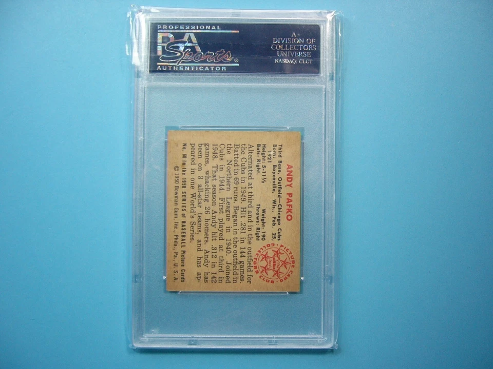 Tarjeta de béisbol 1950 Bowman MLB #60 Andy Pafko PSA 7 casi nueva ¡¡nueva nítida!! Bowman GL '50 Foto 2 de 4