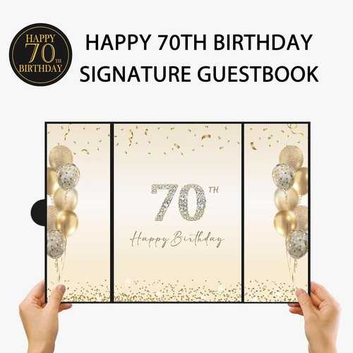NEW Black Gold 70th Birthday Party Decorations, Card, Signature Board - Picture 5 of 6