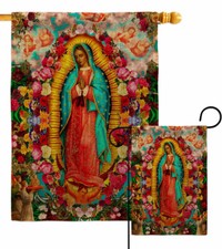 Our Lady of Guadalupe Burlap Garden Flag Religious Faith Decorative Yard Banner