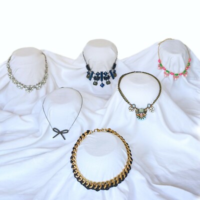 Lot Fashion Bib Necklace Statement Jewelry GoldTone Rhinestone Crystals  Dressy