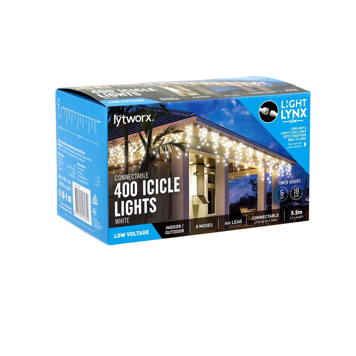 Lytworx 400 White LED Connectable Icicle Lights