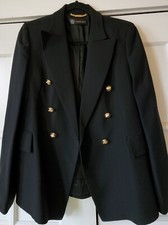Versace Silk Blend Black Double Breasted Women Blazer Sz 42 US 8