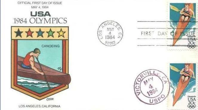 COLLINS HAND PAINTED 2085 Canoeing Kayaking Los Angeles Victorville Calif. Foto 2 de 4