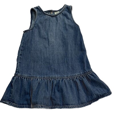 OshKosh 4T Girl Denim Jumper Sleeveless Dress Ruffle Hem Fall Blue Jean |  eBay