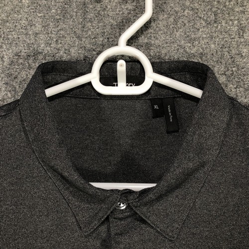 Theory Polo Shirt Mens XL Bron B Atlas Pique Short Sleeve Pullover Gray Pima - Picture 5 of 9