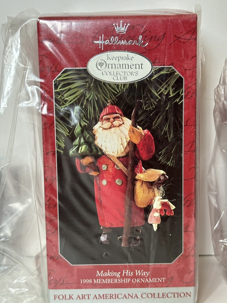 1998 Hallmark Membership Kit 3-Piece Santa Claus Ornament Set