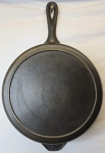 Unmarked Wagner Cast Iron Deep Skillet Chicken Fryer Heat Ring Restored 1930s