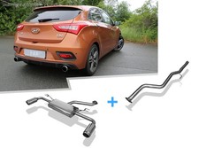 FOX Duplex Racinganlage ab Kat für Hyundai i30 1.6 GDI Turbo GDH je 100mm scharf