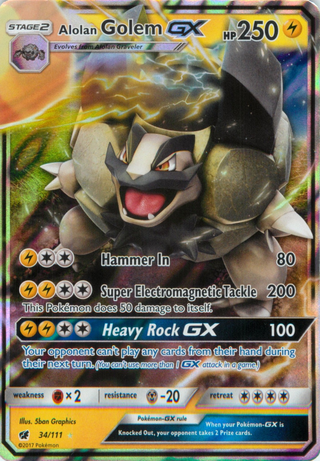Pokémon TCG Crimson Invasion Alolan Golem 34/111