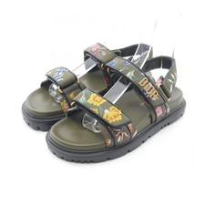 Christian Dior Dioract flat Sandals canvas Khaki Multicolor Used Women 36