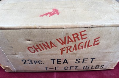 1954 SEALED BOX!! Noritake 5530 Pink Rose Sprigs 23-Piece Tea Set Complete