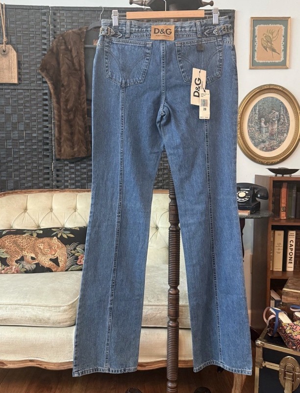 Y2K Dolce & Gabbana D&G Vintage Blue Med Wash Jeans NWT Italy 28 Tall
