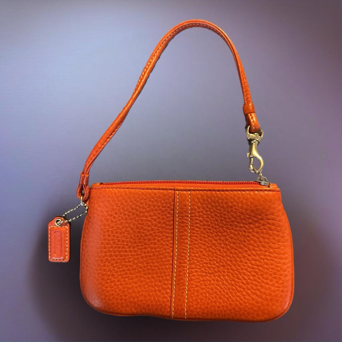 1990s Vintage Coach Burnt Orange Pebbled Soft Leather Wristlet | eBay