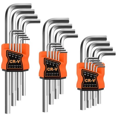 Long Arm SAE Metric Torx Star Ball End Hex Key Set Allen Wrench 27 PCS