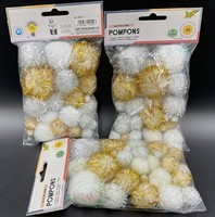 3 Packungen Folia Pompons Glitter X-MAS, GrößEn Sortiert (50313)