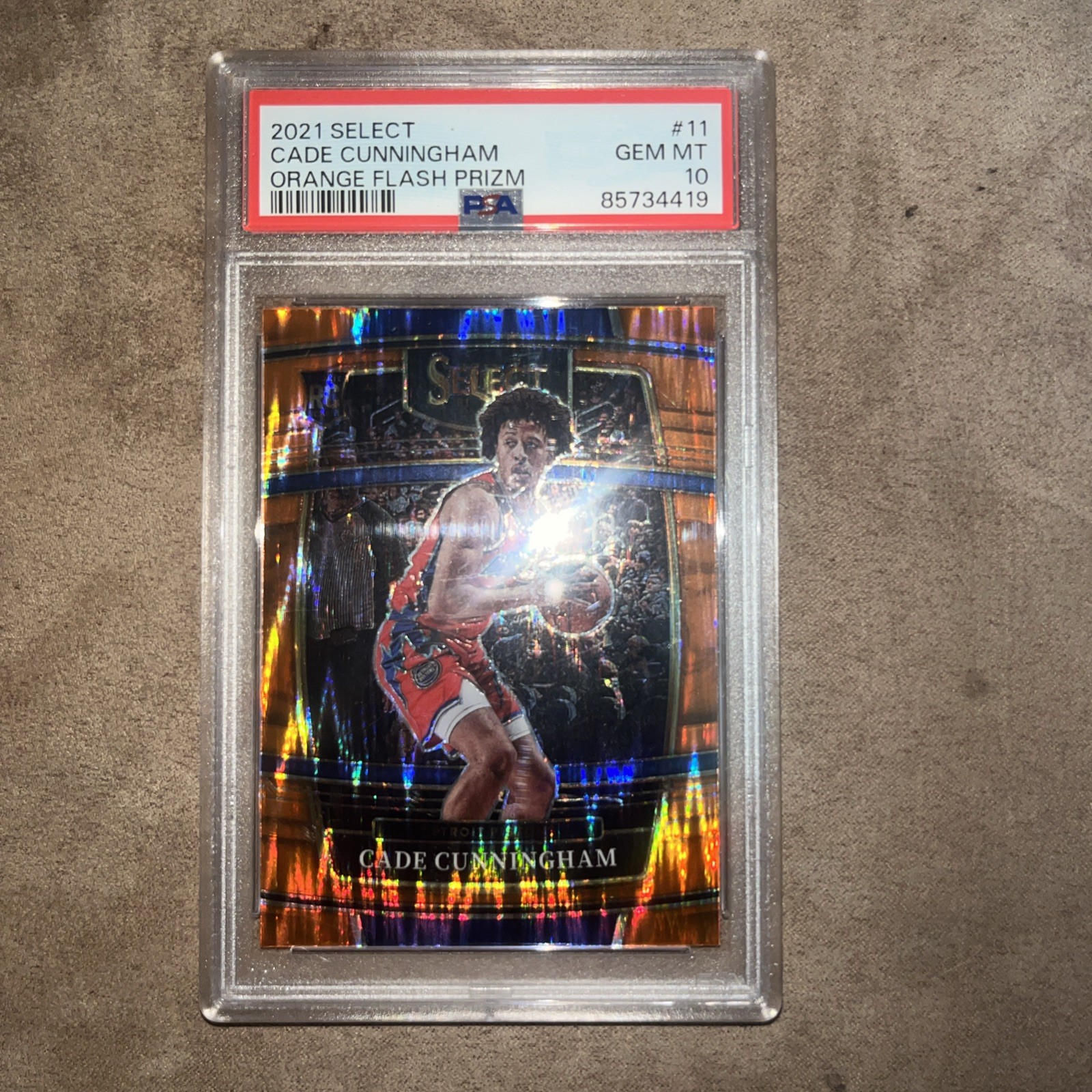 Graded 2021 Panini Select Cade Cunningham #11 Orange Flash Rookie Card PSA 10