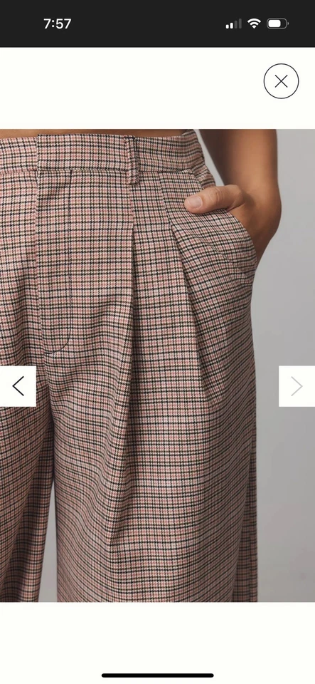 Maeve Avery Pleated Extra Wide Leg Trouser Pants Plaid Edition Anthropologie 14P - Image 4 of 4