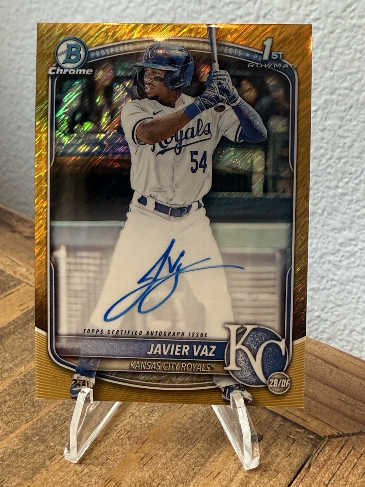 2025 Bowman Chrome Javier Vaz Gold Shimmer 1st Prospect Auto /50 #CPA-JVA  RC