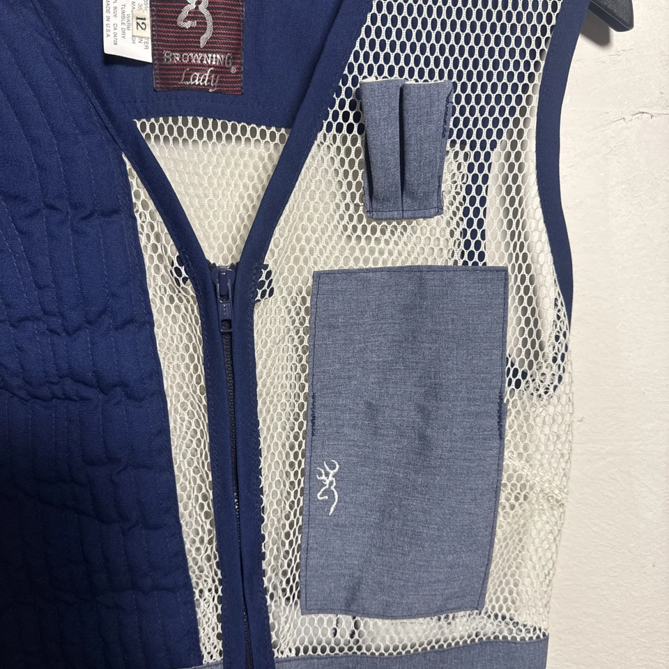 Browning Women’s Trapper Creek Mesh Breathable Shooting Vest Blue Size 12 - Image 3 of 4
