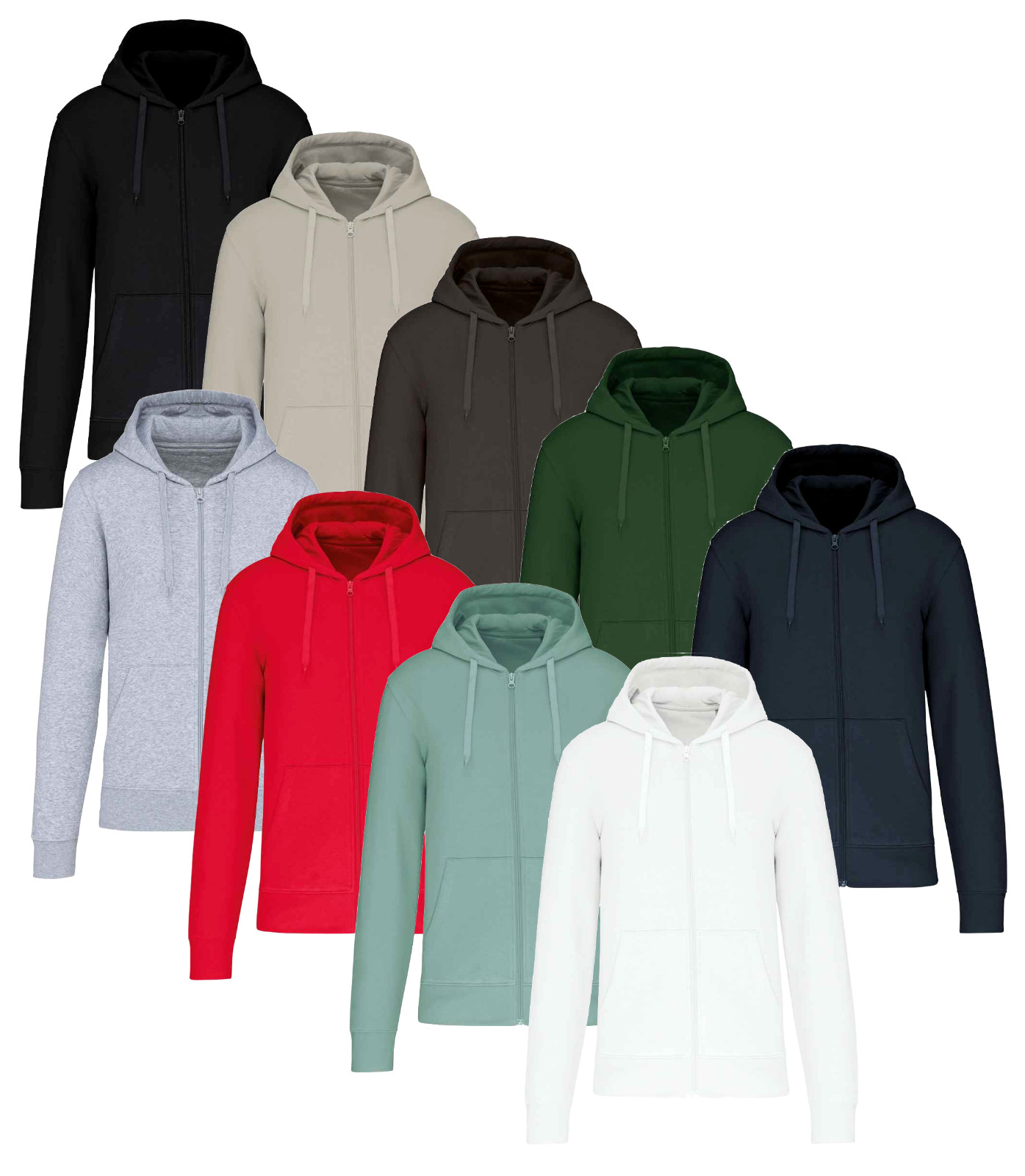 Kariban Organic Cotton Mix Full Zip Through Hoodie Hooded Top