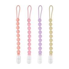 MINMUNJIU Silicone Pacifier Clip Holder, 4 Pack One Piece Soft Sytle 1