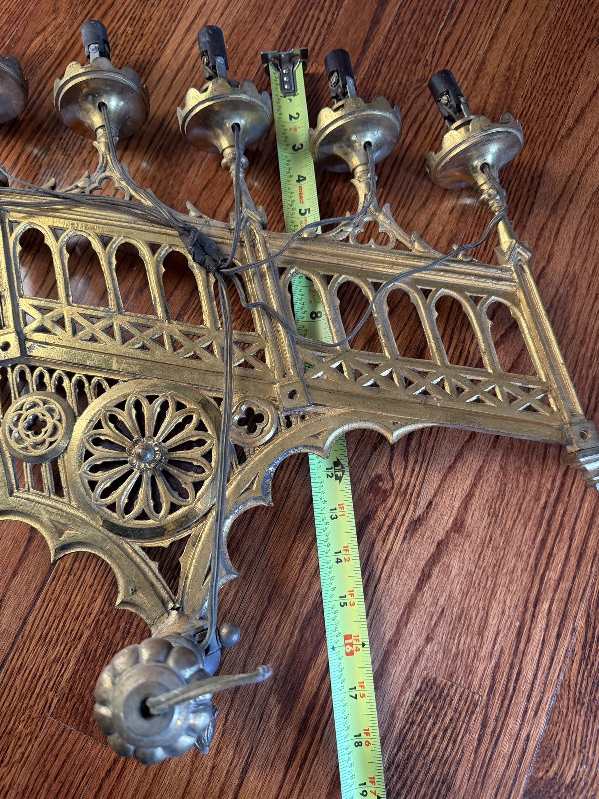 VINTAGE 7 CANDLE BRASS CHURCH ALTAR CANDELABRAS