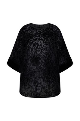 Ulla Popken Damen große Größen Bluse Ausbrenner Samt Oversized Rundhals