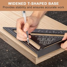 12" Aluminum Speed Square Triangle Ruler – Metric Carpenter Tool for Woodworking