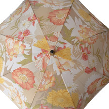 Salvatore Ferragamo Long Umbrella Flower Print Yellow Beige Length 90cm Italy