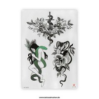 2 X Schlangen Tattoo Karte - 3 Schlangen Motive - Temporary Tattoo - HB580X (2)