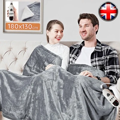 YOUKUKE 180cm x 130cm Heated Throw Blanket Electric Warm Fleece Washable 8 Heat Settings