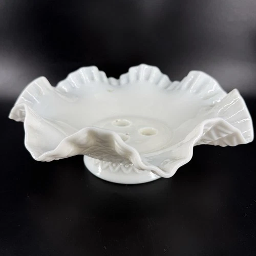 Fenton Vintage Diamond Lace Milk Glass Epergne Base Candle Holder (BASE ONLY)