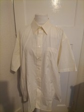 Mens Marks And Spencer Tailoring Size 18" Cream Short Sleeved Easycare Shirt