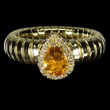 925 Sterling Silver Ring Pear Citrine 7x5mm Natural Gemstone Jewelry Size 8