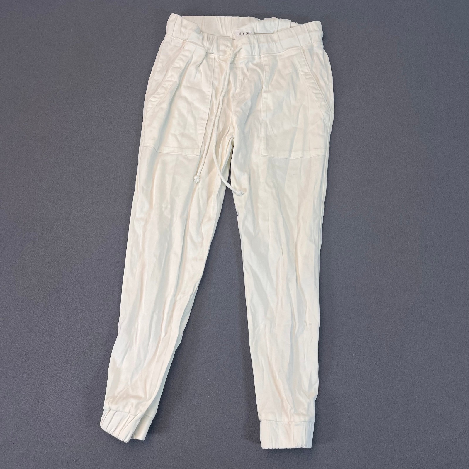 Bella Dahl Anthropologie Womens Sm Foggy Sky Joggers Cargo Elastic White Tencel