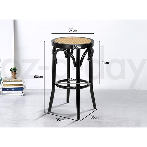 ALFORDSON 4x Bar Stools Kitchen Vintage Chair Rattan Mesh Seat Renata Black - Picture 8 of 10