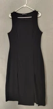 Fashion To Figure Dress Women 1X Black Sleeveless Midi Sheath Slit Stretch Carer