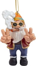 Hippie Gnome Smoking Christmas Tree Naughty Funny Weed Ornament