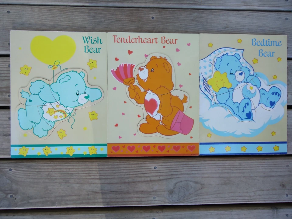 Rompecabezas de madera Care Bears Bedtime Tenderheart Wish 4 piezas grande 14 x 10,5 Foto 2 de 4