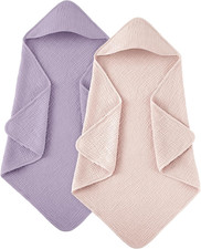 Susurration Hooded Baby Towels for Newborn 2 Pack 100 Muslin Cotton Towel for B