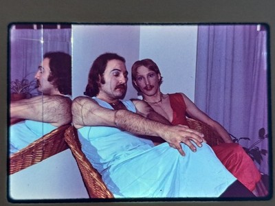 Two Men Portrait Ektachrome Slide 1976 Vintage 70s Queer Interest