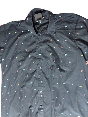 Taco Bell Shirt Mens X Large Black Employee Work Long Sleeve All Over Print