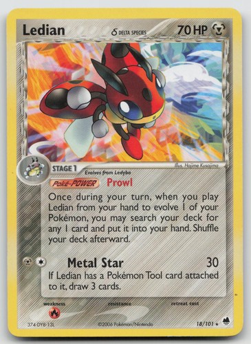 Ledian 18/101 Rare Dragon Frontiers Pokemon Heavily Played