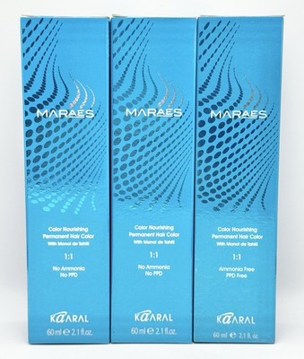 3x Kaaral MARAES Nourishing Permanent Haircolor 10.1 Platinum Ash Blonde 2.1 oz.