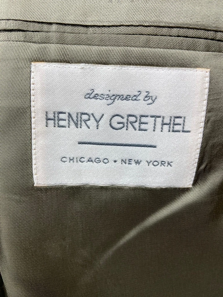 HENRY GRETHEL Hombres 44L Marrón Cuadros EE. UU. 100% Lana 2 Piezas Traje Con Pantalones 36x34 Foto 2 de 4