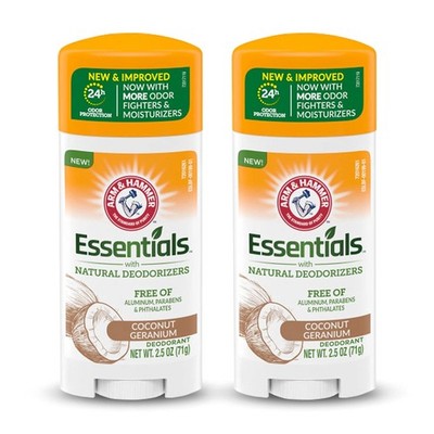 ARM & HAMMER Essentials Coconut Geranium Aluminum Free Deodorant - Pack of 2