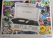 Victrola VSC-400SB-CNV Bluetooth Suitcase Turntable Canvas with Custom-Stickers