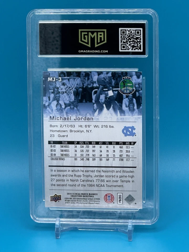 2014-15 Upper Deck NCAA March Madness Collection Michael Jordan #MJ-3 PSA 8 HOF - Image 3 of 3
